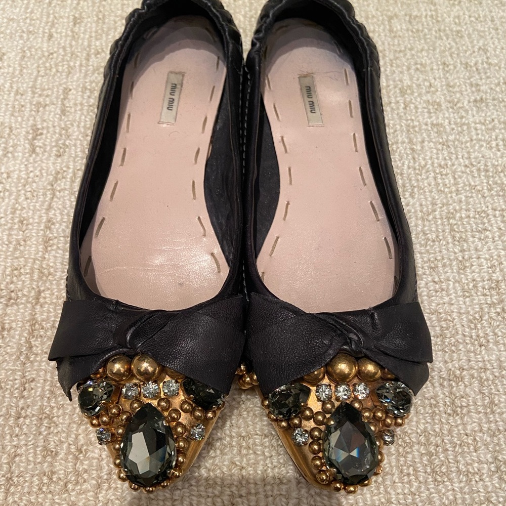 Miu Miu jewelled ballet flats, size 6.5
